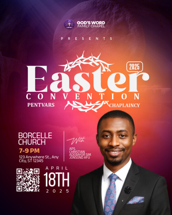 Purple Gradient Easter Convention Poster  Instagram Portrait template