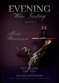 Purple Gradient Evening Wine Tasting Event A4 template