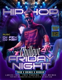 Purple Gradient Friday Chillout Hip Hop Night Party Flyer Flyer (us Letter) template
