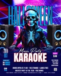 สีม่วง Halloween Music Party Instagram Portrait Template