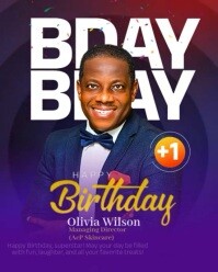 Purple Gradient Happy Birthday Video  Instagram Portrait template
