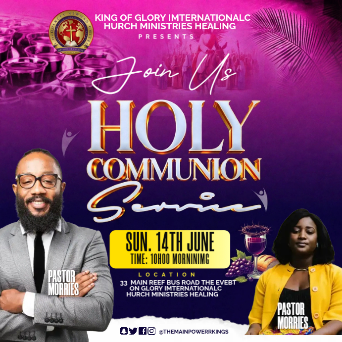 Purple Gradient Holy Communion Church Service Instagram Post Template ...