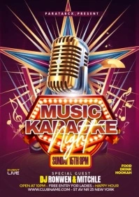 Purple Gradient Karaoke Music Party Invitation A3 template