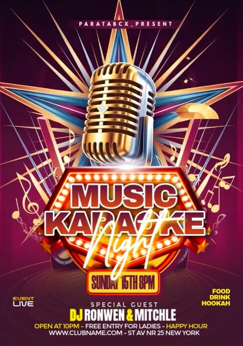 Purple Gradient Karaoke Music Party Invitation A3 template