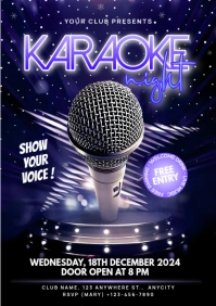 Purple Gradient Karaoke Night A4 template