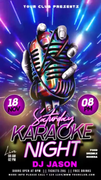 Purple Gradient Karaoke Night Party Video Flyer Instagram Story template