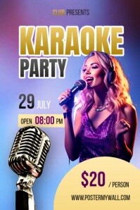 Purple Gradient Karaoke Party Poster template