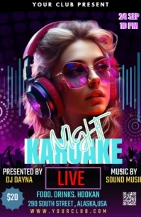 Purple Gradient Karoake Night Tabloid template
