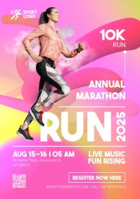 Purple Gradient Marathon Run Event Poster A4 template