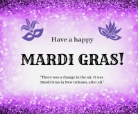Purple Gradient Mardi Gras Carnival Celebration Cards Medium Rectangle template