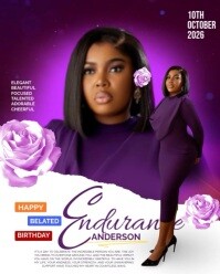 Purple Gradient Modern Birthday Animation With Pictures Instagram Portrait template