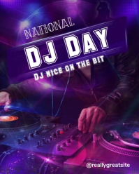 Purple Gradient National Dj Day Instagram Portrait template