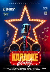 Purple Gradient Neon Karaoke Night Party Flyer Template For Club Event A3