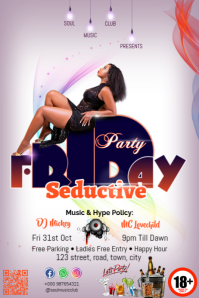 Purple Gradient Orange Friday Seductive Night  Poster template