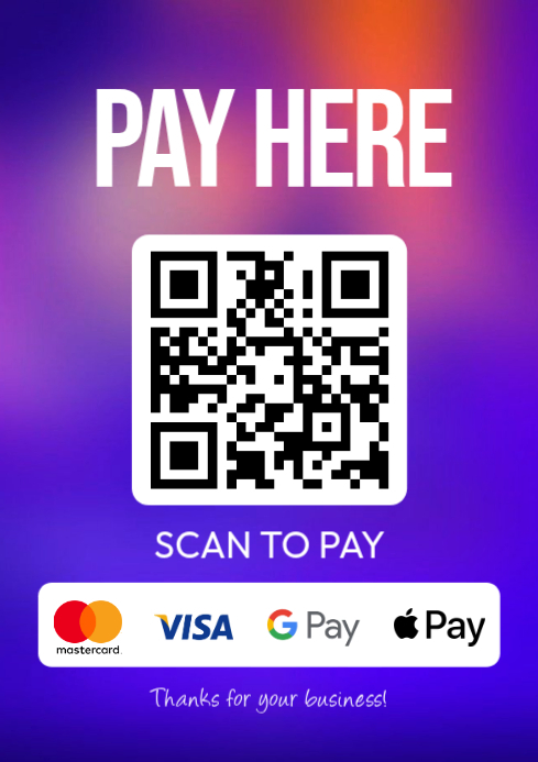Plantilla de Morado Payment Qr Code A4 | PosterMyWall