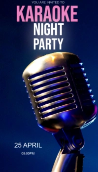 Purple Gradient Pink,navy Blue And White Karaoke Night Party Design  Business Card template