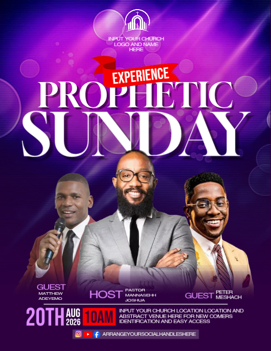 Purple Gradient Prophetic Sunday Church Service Flyer Template ...