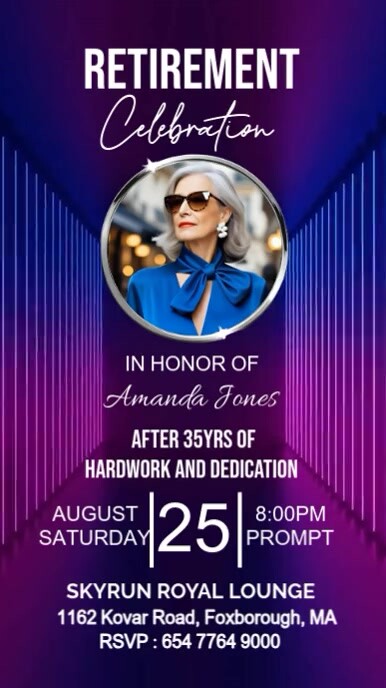 Purple Gradient Retirement Celebration Instagram Story template