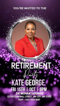 Purple Retirement Party Digitalt display Template