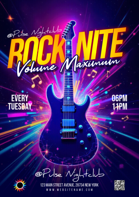 Purple Gradient Rock Night A5 template