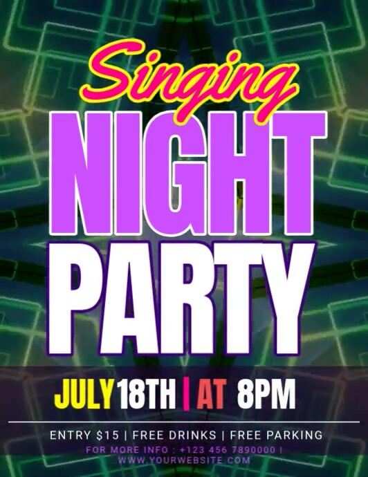 Purple Gradient  Singing Party Flyer (us Letter) template