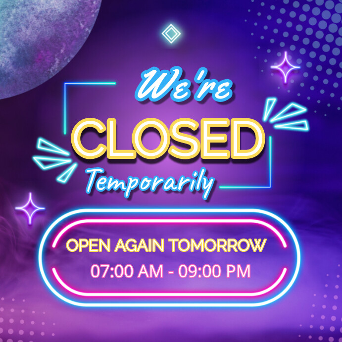 Modèle Purple Gradient Sorry We're Closed Temporaril | PosterMyWall