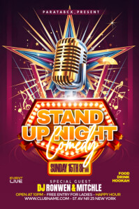 Purple Gradient Standup Night Comedy Party Invitation Template  Poster