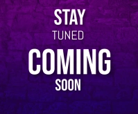 Purple Gradient Stay Tuned Coming Soon Celebr Rectángulo Mediano template