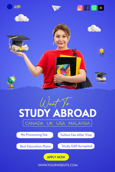Purple Gradient Study Abroad Banner 4' × 6' template