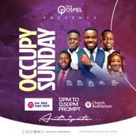 Purple Gradient Sunday Revival Flyer  Instagram Post template