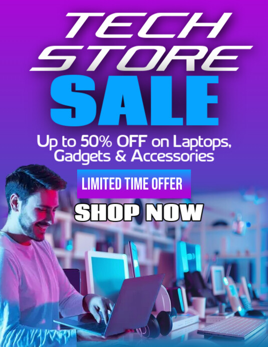 Copy of Purple Gradient Tech Store Sale Flyer (us Letter) | PosterMyWall