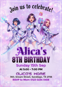 Purple Gradient Themed Birthday A6 template