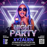 Purple Gradient Tuesday Night Party Square (1:1) template