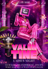 Purple Gradient Valentine Ladies Night Party Invitation Social Media A4 template