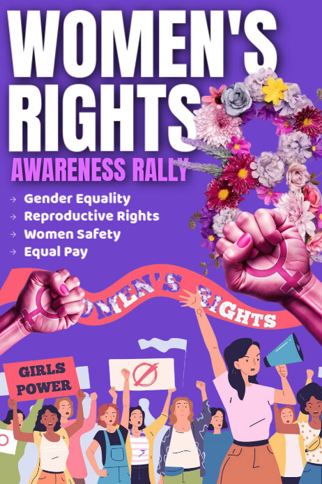 Purple Gradient Women's Rights Awareness Rally Poster template