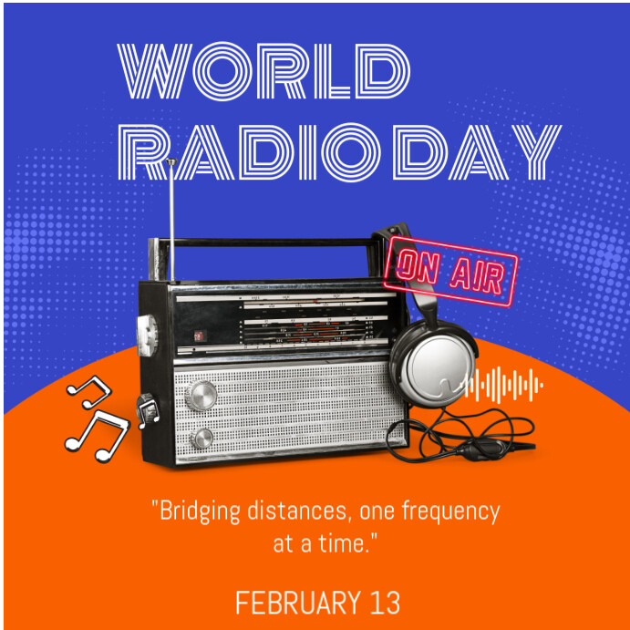 Purple Gradient World Radio Day  Instagram Post template