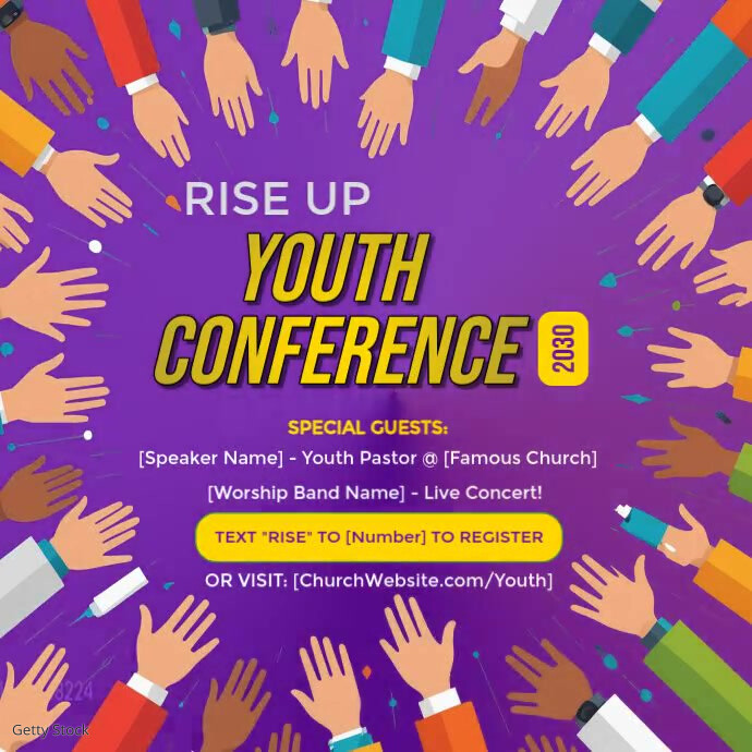 Purple Gradient Youth Conference Instagram Post template
