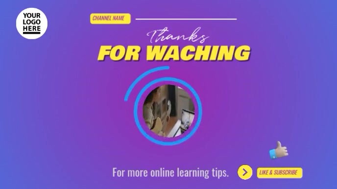 Purple Gradient Youtube Outro Digital Display (16:9) Template ...