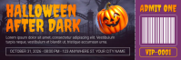 Purple Halloween Party Ticket ส่วนหัว Twitter Template