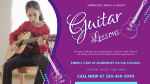 Purple Guitar School Lessons Advertisement Ba Digital Display (16:9) template