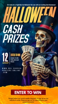 Purple Halloween Cash Prize Instagram Story template