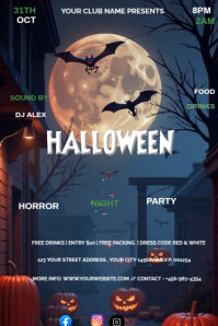 Lilla Halloween Horror Night Party Poster Template