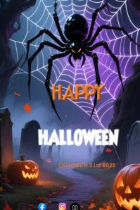 Purple Halloween Flyer Design  Poster template