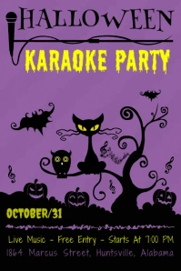 Purple Halloween Karaoke Poster template