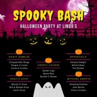 Purple Halloween Karaoke Video Invite Kvadrat (1:1) template