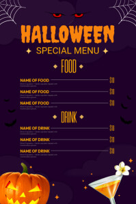 Purple  Halloween Menu Template Poster
