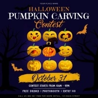 Purple Halloween Pumpkin Carving Contest Inst Quadrato (1:1) template