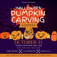 Purple Halloween Pumpkin Carving Contest Squa Square (1:1) template