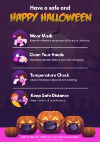Purple Halloween Shopping Guidelines Poster A4 template