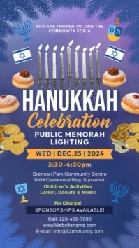 Purple Hanukkah  Celebration Instagram Reel template